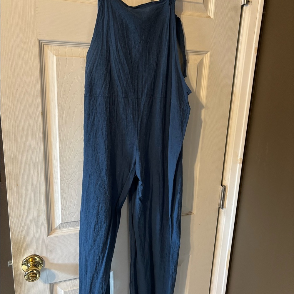 Classic Blue Jumpsuit with Sleeveless Design